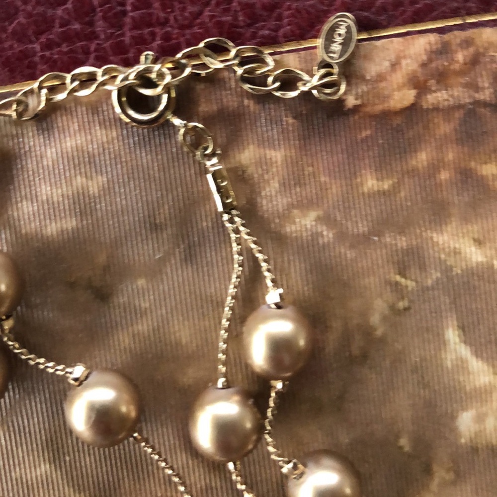 Vintage Monet double strand gold bead necklace - Picture 3 of 7